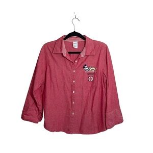 Disney 100% Cotton S.S. Mickey Red Button Down Shirt Xlarge Women’s